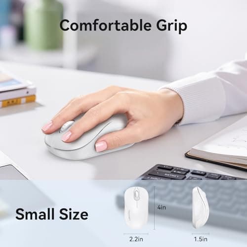 TECKNET Wireless Mouse for Laptop, 2.4GHz Computer Mouse 3 Adjustable DPI Office Cordless USB Mice with Receiver,Small to Medium Sized Hands Compatible with PC, Laptop, Desktop,Off-White - Thumbnail 4