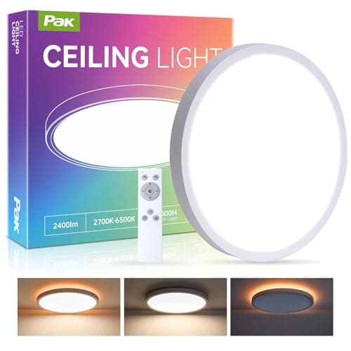 Pak 12 Inch LED Flush Mount Ceiling Light Fixture with Night Light, 24W Modern Ultra-Thin Ceiling Lamp with Remote, 2400LM Dimmable, 2700K-6500K Adjustable Color Temperature, for Bedroom Living Room - Image 1