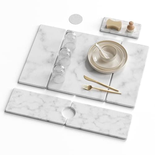 3-Piece Stone Dish Drying Mat Set for Kitchen Counter -24"x16" Large Absorbent Diatomaceous Earth Mat for Kitchen Counter, Stone Faucet Drip Catcher & Soap Tray- Quick Dry, Non-Slip - Image 1