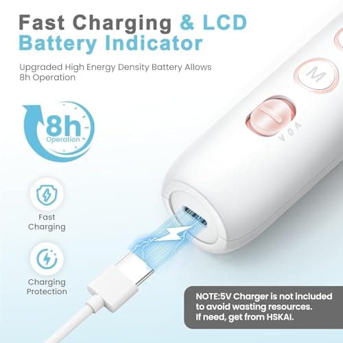 Nail Drill Electric File: HSKAI 10000RPM Professional Nail Drill with LCD Display, Cordless Thick Nail Grind Filer for Acrylic Gel Natural Nails Toenails, Manicure & Pedicure Multi-Tool for Salon Home - Thumbnail 3