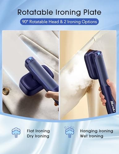 Sundu Steamer for Clothes,1200W Portable Travel Steamer&Iron 180ml Navy - Thumbnail 5