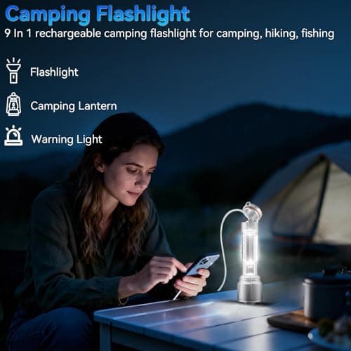 Flashlight Rechargeable with Work Light,990000 Lumens Super Bright Flashlight High Lumens, Handheld Flash Light Battery Powered with 9 Modes & IPX7 Waterproof, Camping Flashlights for Home Outdoor - Thumbnail 2