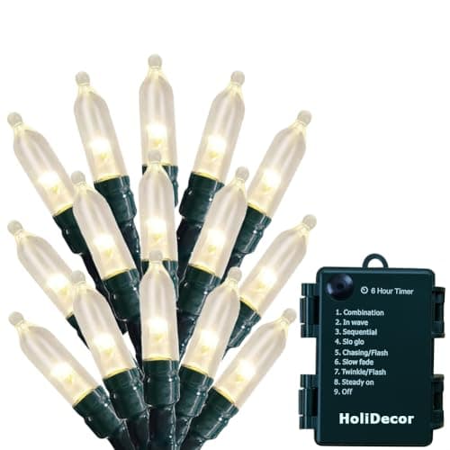 HoliDecor Christmas Lights - Battery Operated String Lights 50 Count Clear LED Mini Lights 8 Modes Mini Light Set with Timer for Xmas Tree Wreath Party Indoor Outdoor Decor, Waterproof, Warm White - Image 1