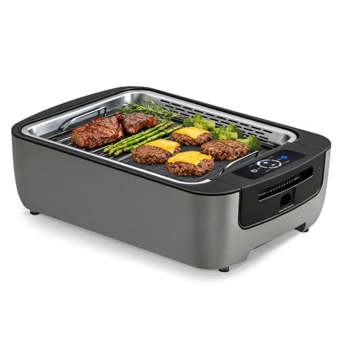 Amornest Smokeless Indoor Grill, Electric Indoor Grill for Korean BBQ with Dual-Turbo Smoke Extractor, LED Smart Display & Dual-Zone Nonstick Grill Plates, 6-Level Temp Control, Dishwasher Safe - Image 1