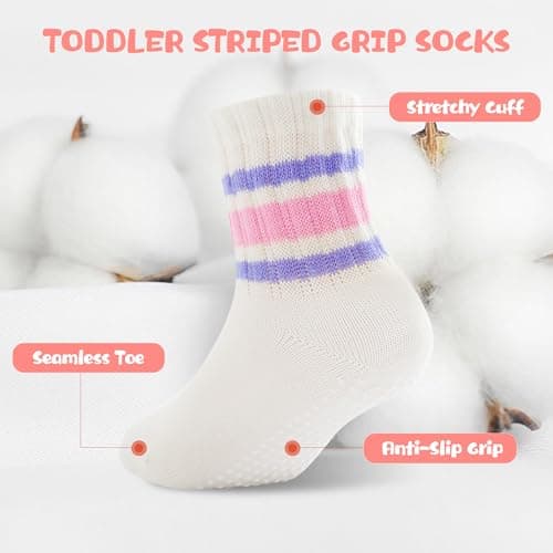 BISOUSOX Baby Grip Socks for Toddler Girls Boys 0-5T, Grippy Socks for Baby 6-12-18M, Non-Slip Walking Sock with Grips - Thumbnail 5