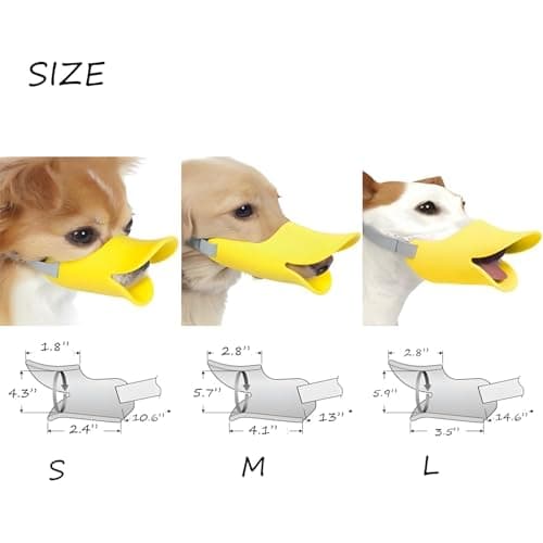 NACOCO Anti Bite Duck Mouth Shape Dog Mouth Covers Anti-Called Muzzle Masks Pet Mouth Set Bite-Proof Silicone Material (Yellow, S) - Thumbnail 3