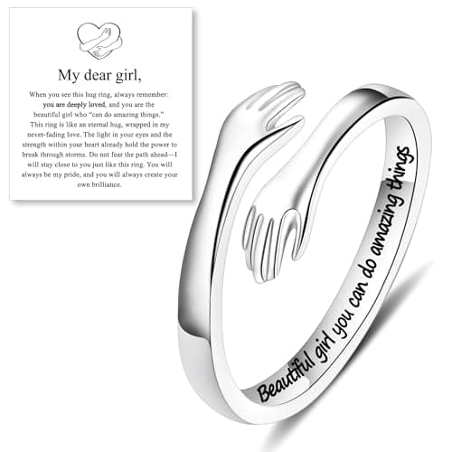 M MOOHAM Easter Gifts for Girls Kids Easter Basket Stuffers, Hope Ring for Tween Teenage Teen Girl Gifts Trendy Stuff Girls Rings Jewelry Birthday Gift for Kids Daughters Wife Friends - Image 1