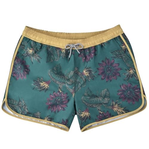 Ipletix Mens Swim Trunks 80s 90s Vintage Short with Mesh Lining Quick Dry Beach Swim Suits Board Shorts Green L - Image 1