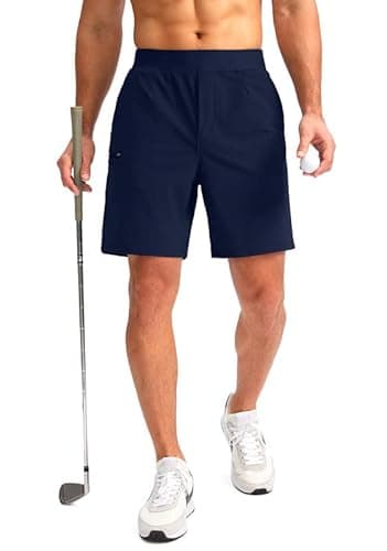 Viodia Men's 7" Golf Shorts with 5 Pockets Elastic Waist Dry Fit Stretch Lightweight Shorts for Men Hiking Casual Athletic Navy - Image 1