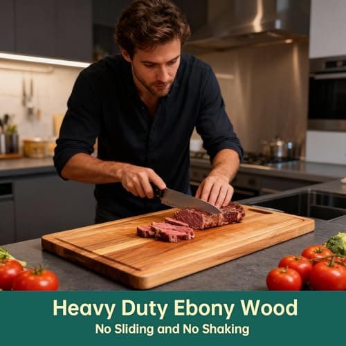 3 Pack Solid Acacia Wood Cutting Boards Set, Hardwood Chopping Boards for Kitchen, Reversible Multipurpose Board, Decorative Charcuterie Board, Bread Cheese Serving Tray - Thumbnail 6