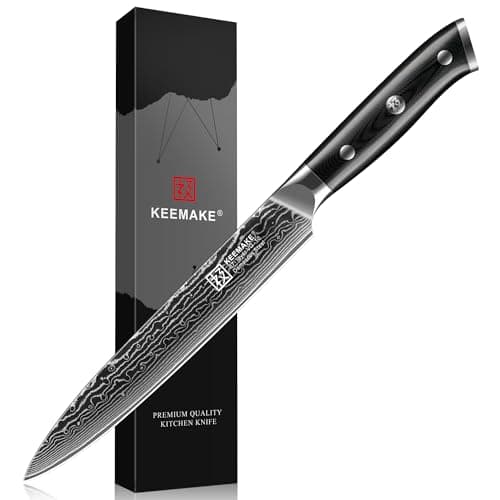 KEEMAKE Carving Knife for Meat, 8 Inch Ultra Sharp Damascus Kitchen Knives with G10 Ergonomic Handle, Brisket Knife for Meat Cutting, Japanese Knives for BBQ Ham Roast Turkey Vegetable