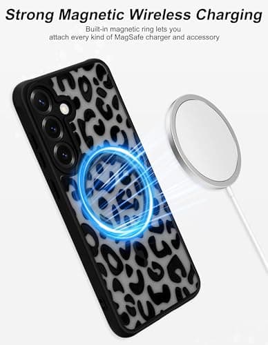 Aitipy Compatible with MagSafe Case for Samsung Galaxy S24 Plus, Cute Black Cheetah Aesthetic Pattern Magnetic Design Phone Case, Soft TPU Protective Phone Cover for Women Girls-Leopard Print - Thumbnail 4