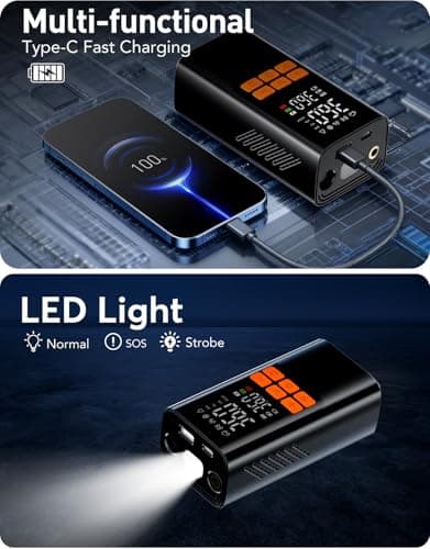 Cordless Portable Air Pump, 150PSI Fast Tire Inflator with Pressure Gauge, Compact Air Compressor for Car, Bike, Motorcycle, and Balls(Minimalist) - Thumbnail 6