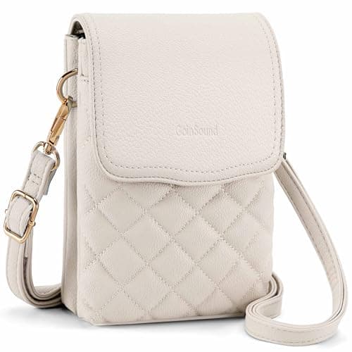 Goinsound RFID Small Crossbody Phone Purse for Women Quilted Cell Phone Purse Crossbody with RFID Blocking Credit Card Slots White - Image 1