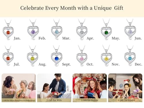 Birthstone Necklace for Women, December Birthstone Necklaces silver Wedding Anniversary Heart Necklace Women's Jewelry Mother’s Day, Valentine’s Day, Birthday, Christmas Gifts for Women turquoise necklaces for women - Thumbnail 2
