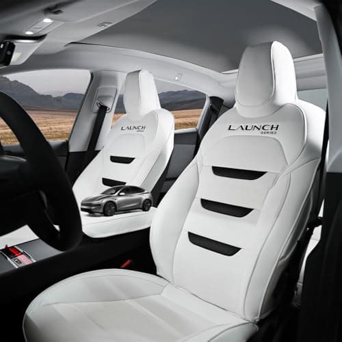 EVbase-ev Seat Covers for Model Y Juniper White Nappa Leather Seat Protector Set for Model Y Juniper Interior Accessories 2025(White) - Image 1