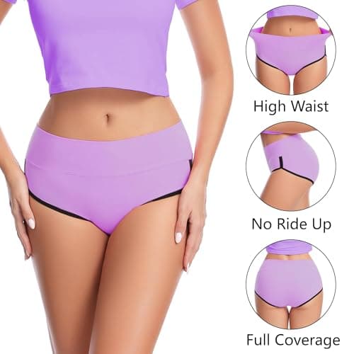 CAILECOTTON Womens Underwear Cotton Underwear for women High Waisted Full Coverage Brief Soft Stretch Breathable Everyday Hipster Ladies Pantie Comfy Briefs - Multi 5 pack - Thumbnail 3