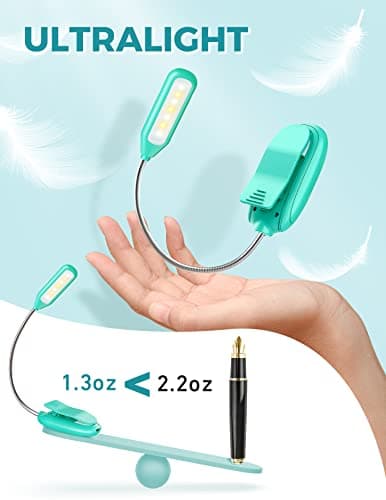 Monotremp Book Lights for Reading at Night in Bed, 80 Hours Runtime Rechargeable Reading Lights for Books in Bed, 3 Brightness Levels × 3 Color Temperatures, 1.3 oz Lightweight - Thumbnail 4