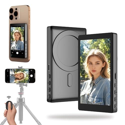 FLATIC Selfie Monitor Screen for iPhone & Android, 2000mAh Back Camera Vlog Selfie Monitor with Bluetooth Remote, Speaker, 3-Level Brightness, 4K/30FPS Wireless & Wired Recording, No Delay - Image 1