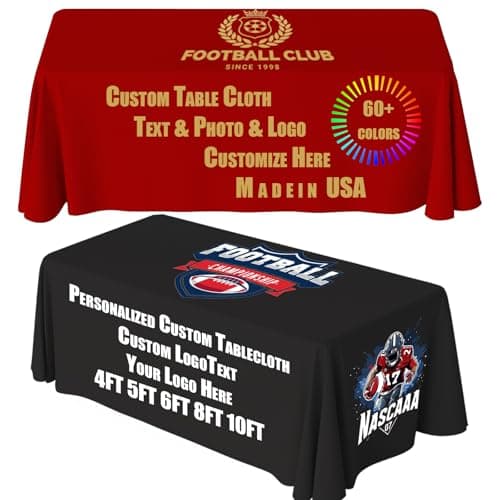 YOUYINYOU Personalized Custom Table Cloth with Logo Image Text 4/5/6/8/10FT for Business Tradeshow Events Company School Shop Welfare Organization Other Important Events (120 x 30（10FT）) - Image 1