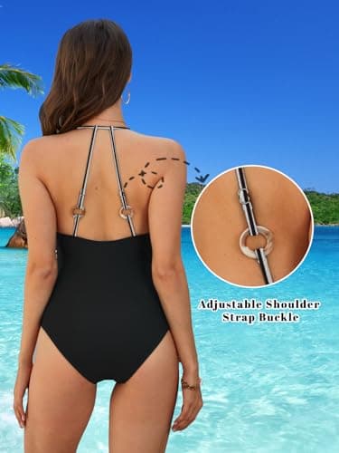 Women One Piece Tummy Control Swimsuit Full Coverage Slimming Swimwear Push Up Bathing Suit - Thumbnail 6