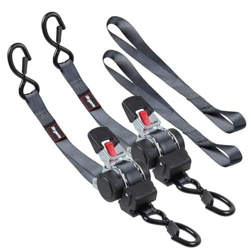 Strgenie Ratchet Straps Self Retractable Tie Down Ratchet Straps 1 inch Automatic Cargo Straps for Trucks, Motorcycle, Boat, ATVs, Hauling 2pcs - Image 1