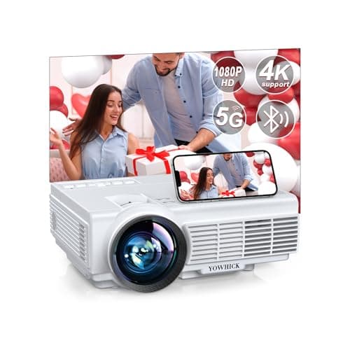 Projector with WiFi and Bluetooth, Outdoor Mini Movie Projector by YOWHICK with 5G WiFi, Native 1080P 9500L and 4K Support for HDMI, VGA, USB, Laptop, iOS & Android Phone - Image 1