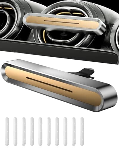 Tmengdao Car Diffusers for Essential Oils,Car Fragrance Diffuser Vent Clips, Includes 4 Scented Essential Oil Sticks and 6 Unscented DIY Refill Sticks (Golden, Fresh & Energizing) - Image 1
