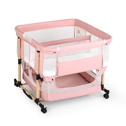 Twin Bassinet for 2 Babies, Rocking Portable Double Bassinet for Twins