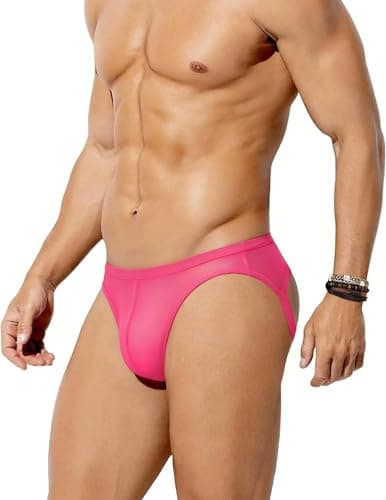 Avidlove Jock Straps for Men Sexy Thong Underwear Mesh Male Lingerie Breathable Athletic Supporter Pink Large - Image 1
