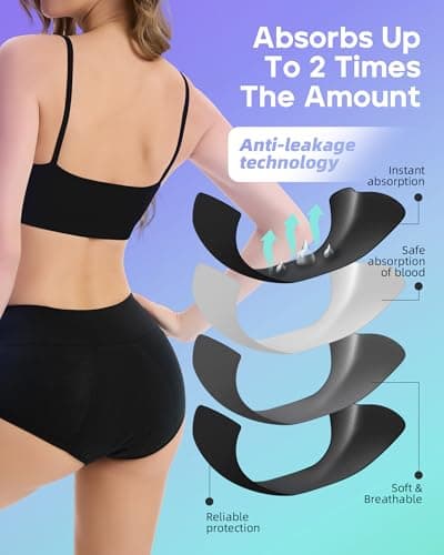 Dtuomo Period Underwear for Women Heavy Flow, Absorbency LeakProof Postpartum Underwear Period Panties Women Menstrual Briefs - Thumbnail 4