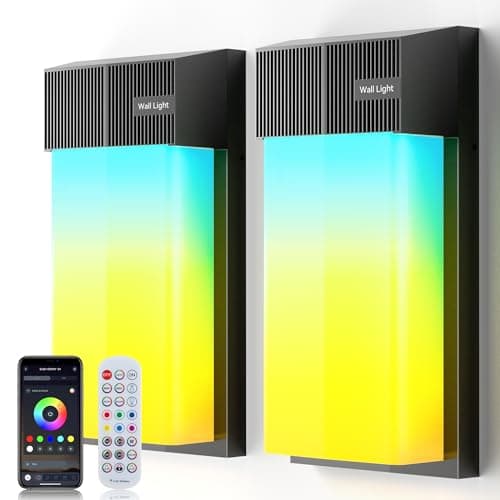 OIYN Smart Outdoor Wall Light, RGBWW LED Porch Light with 30 Scene Modes, 1500LM, IP65 Waterproof, DIY Color-Changing Wall Lamp for Garden, Patio, Christmas and Holiday Decorations – 2 Pack - Image 1