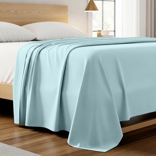 Mellanni Queen Size Flat Sheet - Iconic Collection Bedding - Hotel Luxury, Extra Soft, Cooling - Wrinkle, Fade, Stain Resistant - 1 Flat Sheet Only (Queen, Aqua) - Image 1