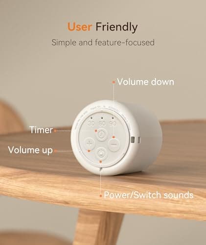 Dreamegg Portable Travel White Noise Machine for Sleep, Features Powerful Battery, Egg-Sized, 16 Nature Sounds, Timer, for Baby Adults Office Privacy Home Gift, Cream - Thumbnail 6