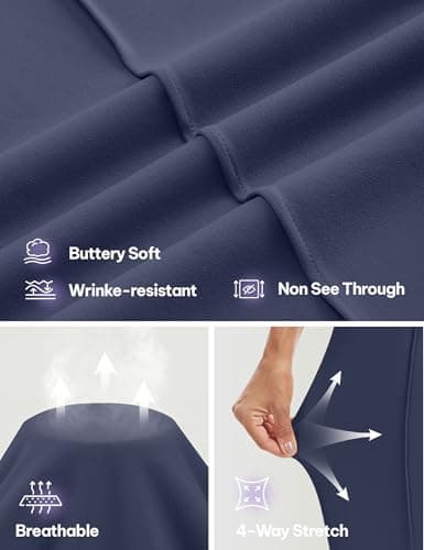 AVAMO Wide Leg Dress Pants for Women Pull On Stretchy Work Pants with Pockets High Elastic Waist Office Business Navy Blue - Thumbnail 3