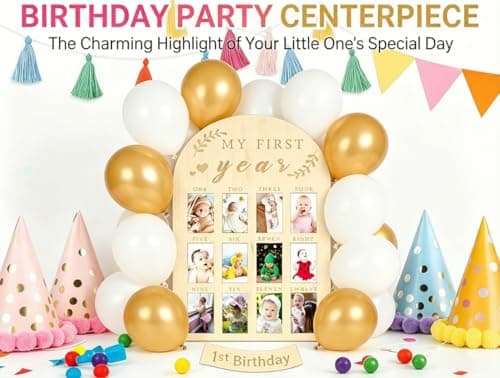 My First Year Photo Frame,wooden 12 month picture frame for baby first year, t 2x3 Inch Picture Holder With Hang Hooks, Desktop Display For Infant 0-12 Months, Birthday Party, Baby Birthday Keepsake Gift - Thumbnail 6