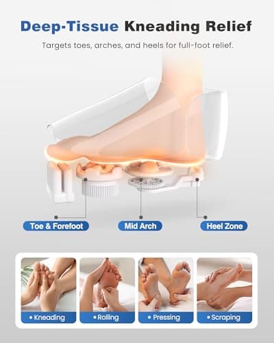 KING RELAX Shiatsu Foot Massager with Heat, 2026 Upgraded Deep Kneading and Squeeze Massage for Plantar Fasciitis, LCD Touch Panel & Remote Control, Modern Sculpted Design, Fits Up to Men Size 14 Gray - Thumbnail 3