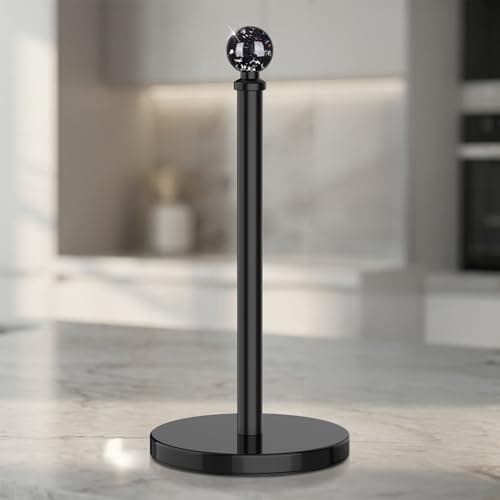 Black Paper Towel Holder Countertop, Unique Black Ball Decor,Brass Paper Towel Holder for Kitchen - Sturdy, Durable, and Elegant Home Decor for Kitchen - Image 1