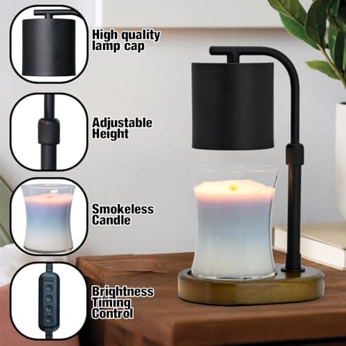 Candle Warmer Lamp Timer - Birthday Gifts for Women Mom, House Warming Gifts New Home Decor, Modern Farmhouse Decor, Candle Warmer for All Jar Candles with 2 Bulb Black - Thumbnail 5