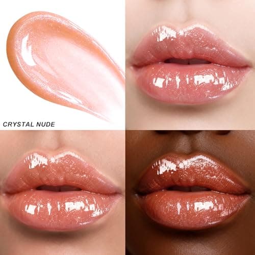 HECI BEAUTY Glitter Lip Gloss, Hydrating High Shine Lipgloss for Women, Non-Sticky Plumping Lip Oil with Vitamin E, Long Lasting Shimmer Finish for Daily Makeup, Crystal Nude 0.21 fl oz - Thumbnail 5
