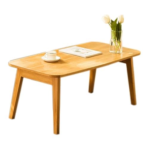 Baveke Coffee Table Foldable Mid Century Desk TV Stand with Open Storage Shelf Center Table for Living Room Furniture RV No Assembly, Natural (39.37IN) - Image 1