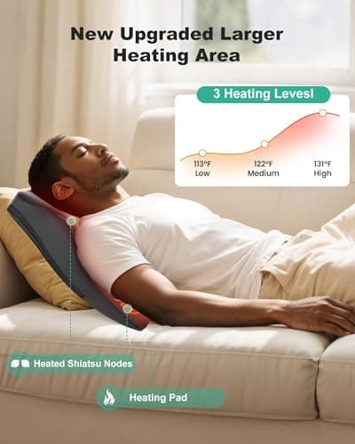 Snailax Cordless Shiatsu Neck Massager with Heat & Vibration, Back Neck Shoulder Massager for Pain Relief Deep Tissue, 4D Kneading Back Massage Pillow, Rechargeable Portable Massage - Thumbnail 3