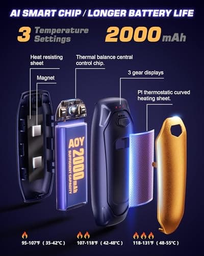 Kesguar Hand Warmers Rechargeable - 2 Pack 14000mAh AI Electric Hand Warmers with Charging Case, Magnetic 2 in 1 Pocket Handwarmers, Portable Heater Gifts for Women/Men/Golf/Camping/Hunting - Thumbnail 4