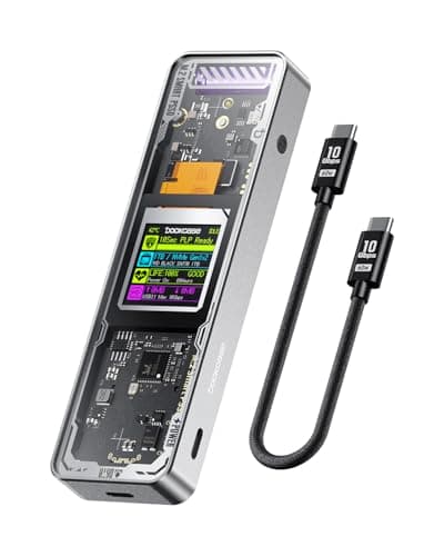 DOCKCASE Explorer Edition M.2 NVMe SSD Enclosure,Support 10s PLP Prevents Write Data Loss,USB 3.2 Gen 2 Type-C (10 Gbps), fits NVMe PCIe,Size 2230/2242/2260/2280,Support M-Key B+M Key UASP (Silver) - Image 1