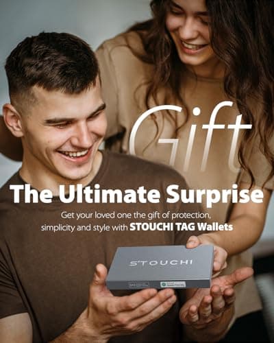 Stouchi Card Holder Wallet for Men, Find My AirTag Chip (iOS Only) Slim Credit Card Holder RFID, Cash Strap, Minimalist Trackable Wallet for Boyfriend Husband Christmas Anniversary Birthday Gifts - Thumbnail 2