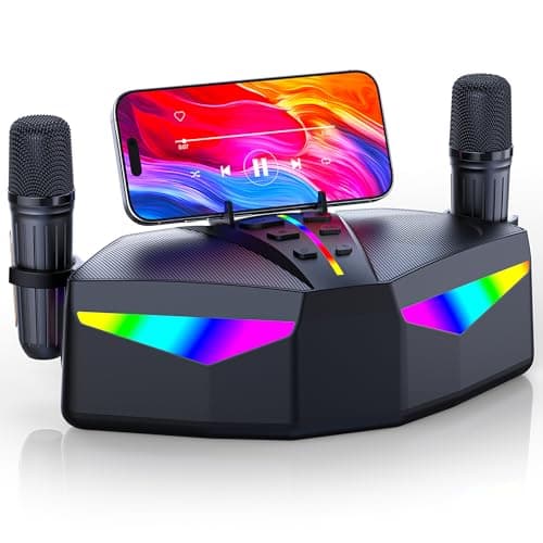 RayangSound Karaoke Machine, Real 35W Portable Speaker,8H Long Time, 2 Rechargeable Wireless Microphones,LED,Karaoke Machine for Adults & Kids,BT/FM/USB/TF/AUX,for Home Party/Outdoors(CHJ161-Black) - Image 1