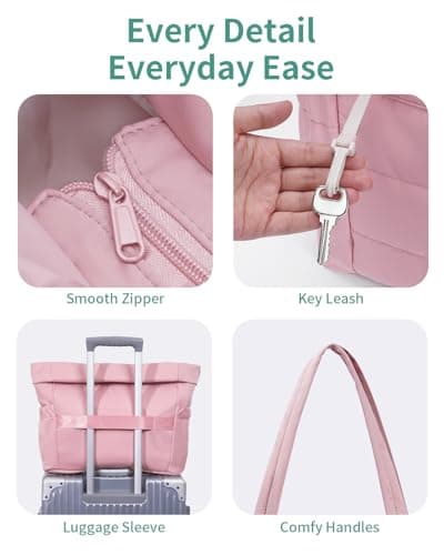 WANDF Work Tote Bag for Women, Puffy 15.6 inch Laptop Bag with Cup Holder, Quilted Handbag Travel Gym Bag for Nurse Teacher - Thumbnail 5