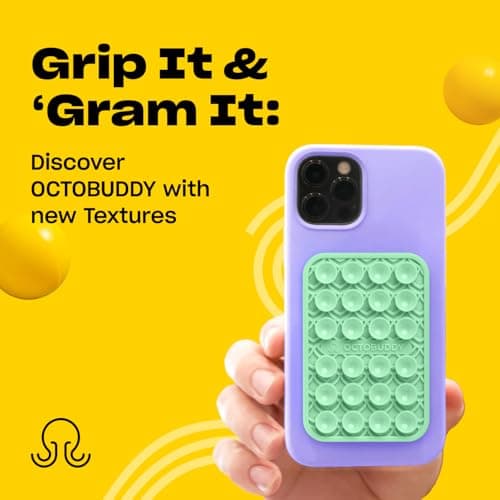 OCTOBUDDY Textures Wave - Silicone Suction Phone Case Adhesive Mount - Hands-Free Grip with 24 Suction Cups for Videos & Selfies - 2.6" x 3.9", Chocolate - Thumbnail 3