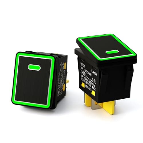 FILN 2PCS KCD4 Toggle Switch on Off 30A Marine IP65 Waterproof Rocker Switch 110v Green LED 30x22mm for Cars,Boat, and DIY Enthusiasts(Green Aluminum Alloy) - Image 1