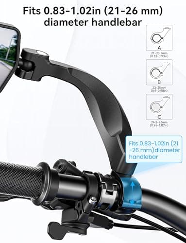 COICER E Bike Mirror Handlebar Mount, Bicycle Rearview for Handlebar - Thumbnail 6